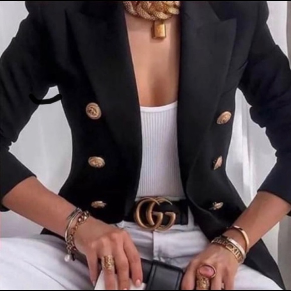 Brand new black blazer with gold buttons